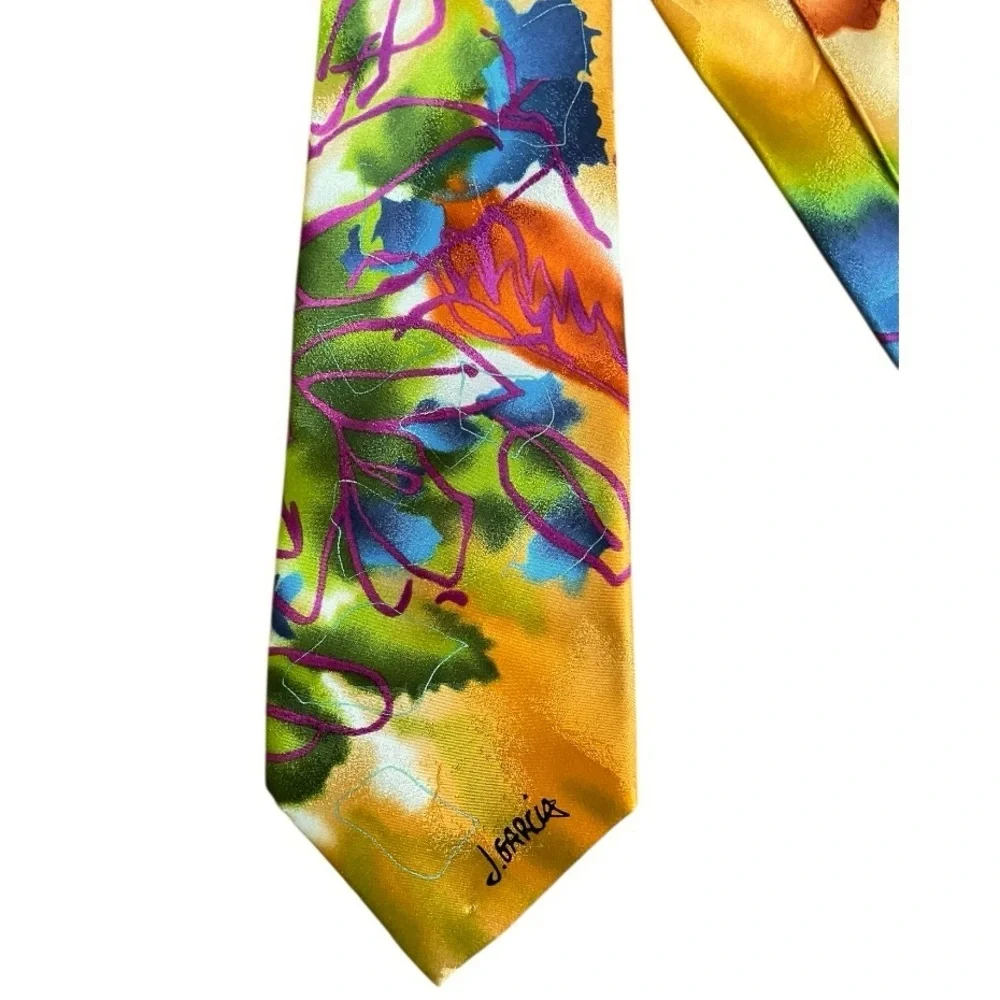 J Garcia men’s Liquid Torso Collection 100% Silk neck Tie abstract art colorful
